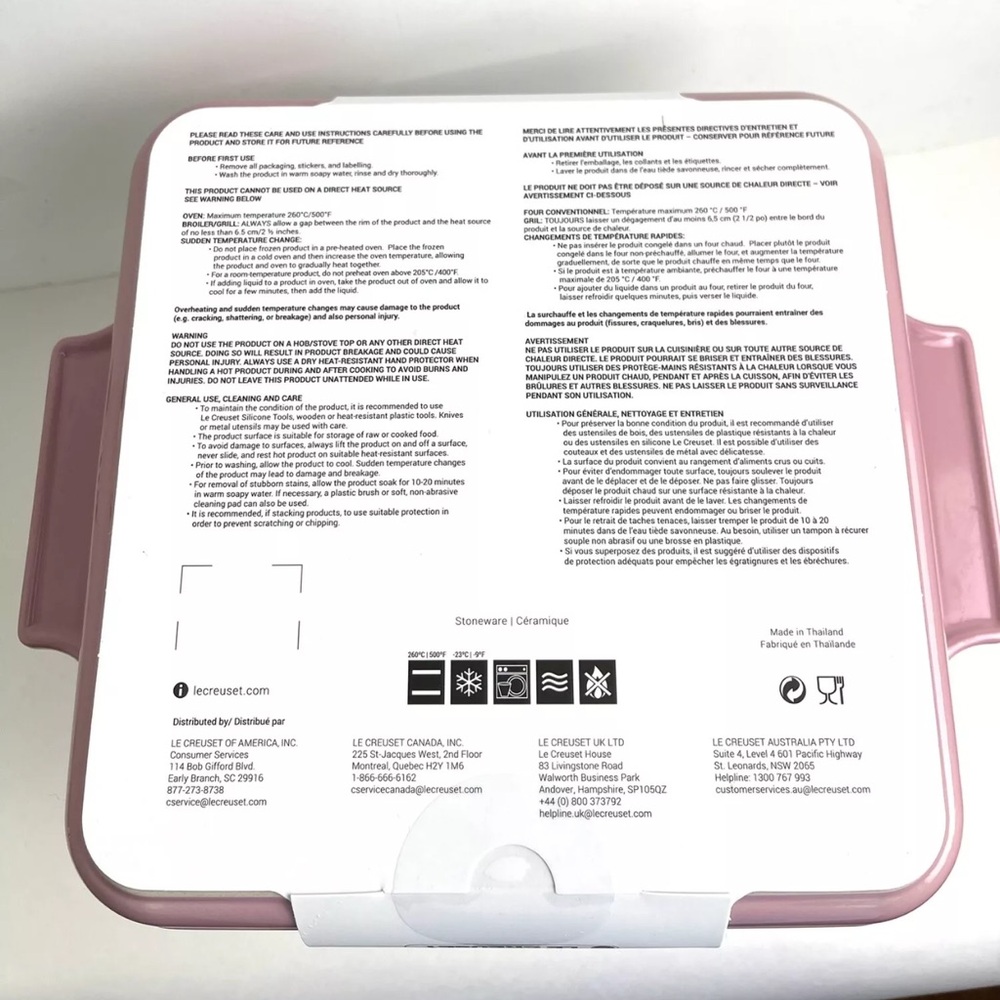 New Le Creuset 9" - 1 7/8 QT Square Baking Dish satin Pink - Picture 8 of 11